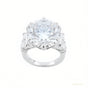 RARE 9.25 ct DEW Round Cut White Treated Moissanite Solitaire Ring in 18K Gold Plated V 18K Gold Plated