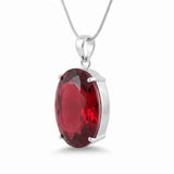 GEMHUB Red Topaz Oval 105 Ct lab-grown gemstone pendant side view (AI render)