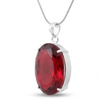 GEMHUB Red Topaz Oval 85 Ct lab-grown gemstone pendant side view (AI render)