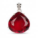 GEMHUB Red Topaz Pear 90 Ct natural gemstone pendant in 925 sterling silver