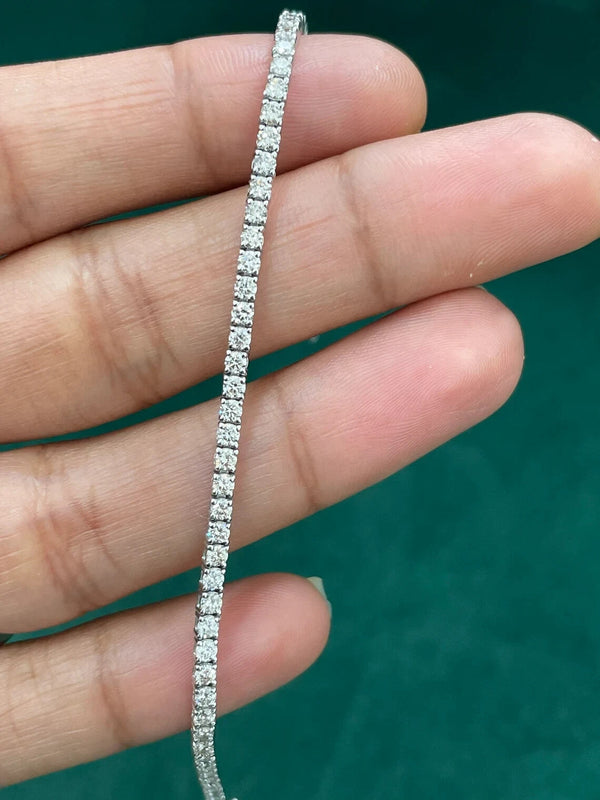 Certified 3.25Ct Lab-Grown/CVD Diamond Tennis Bracelet Women's 18k White Gold - Image 3 - GEMHUB