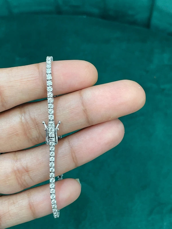 Certified 3.25Ct Lab-Grown/CVD Diamond Tennis Bracelet Women's 18k White Gold - Image 4 - GEMHUB