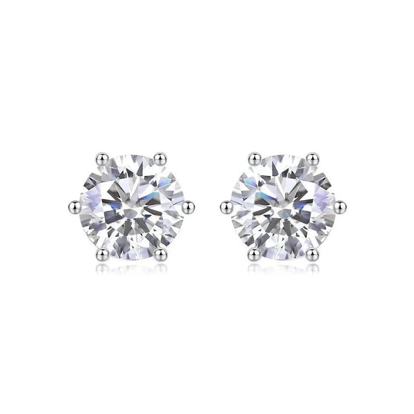 Round Cut Natural Diamond Women's 6 Prong Set Stud Earrings 14k White Gold - Image 7 - GEMHUB