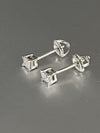 Screw Back Princess Shape Natural Diamond Stud Earrings 4-Prong 14k White Gold - Image 4 - GEMHUB