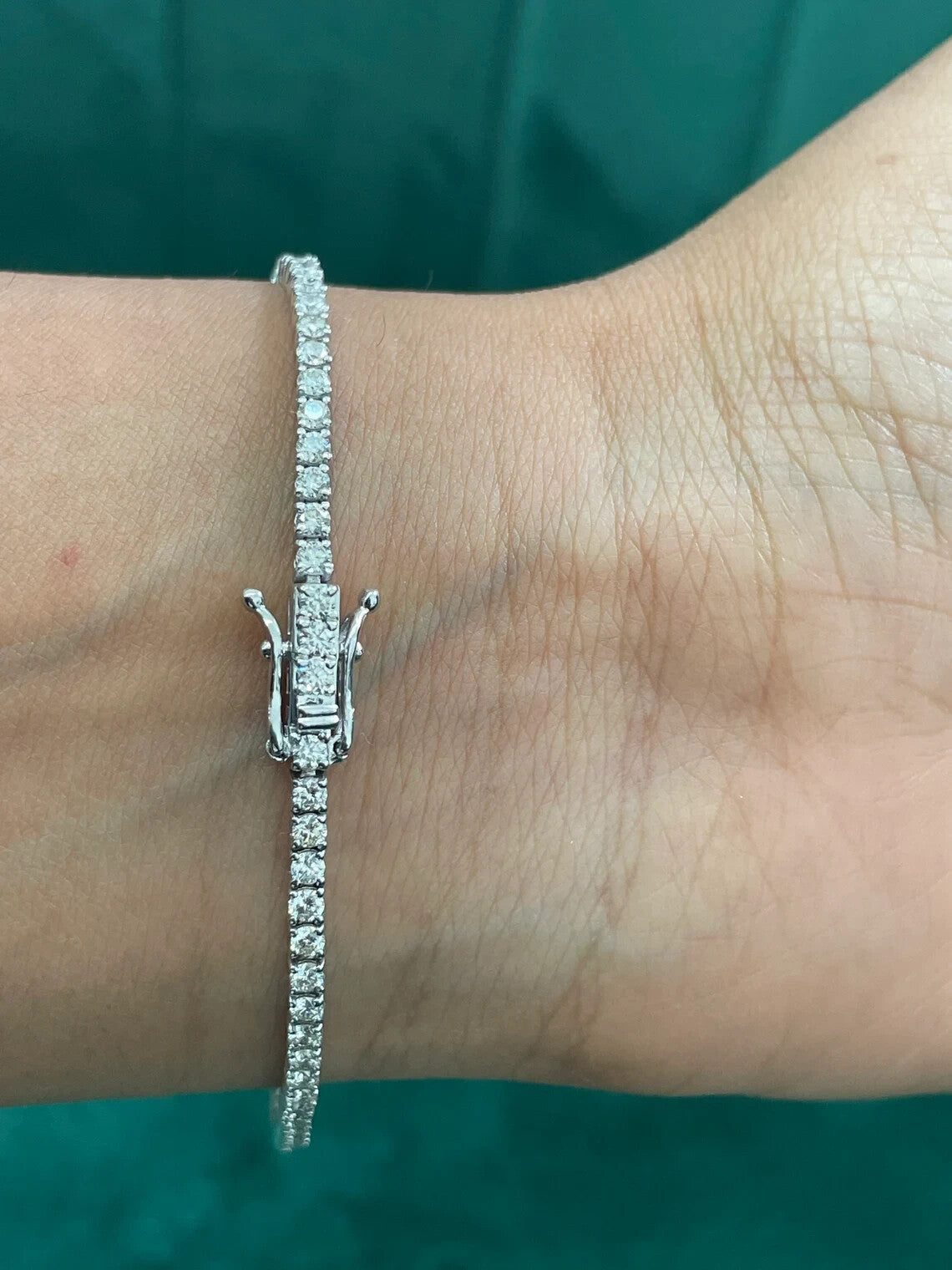 Certified 3.25Ct Lab-Grown/CVD Diamond Tennis Bracelet Women's 18k White Gold - Image 5 - GEMHUB