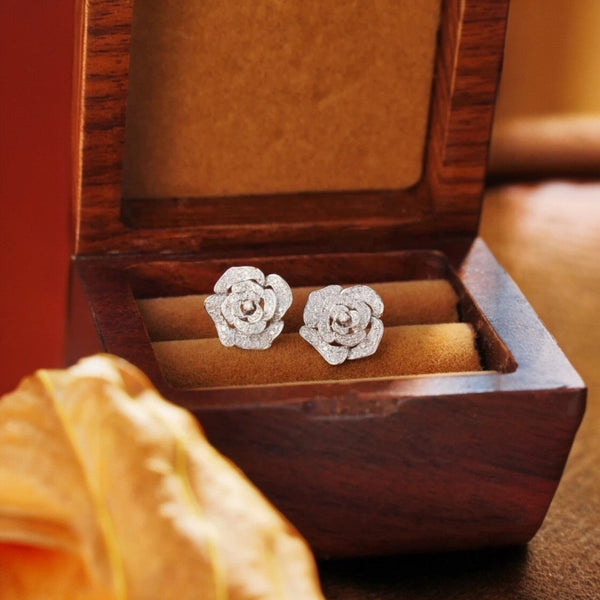 GH/SI Round Shaped Natural Diamond Stud Cluster Earrings 14K White Gold - GEMHUB