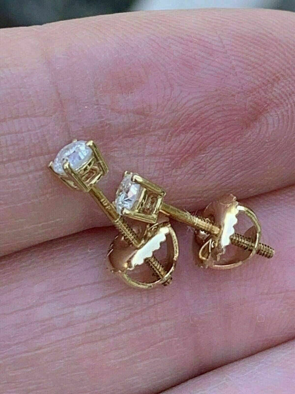0.50Ct Natural Diamond Stud Daily Wear Earring 14K Yellow Gold Screw JK/I1-I2 - Image 3 - GEMHUB