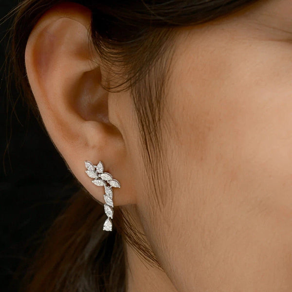 Marquise Cut Natural Certified Diamond Drop Dangel Earrings In 14k White Gold - Image 5 - GEMHUB