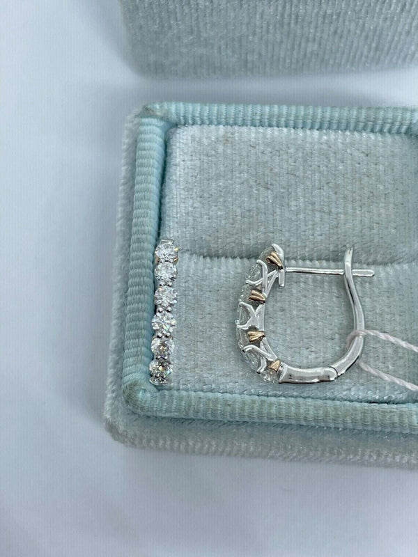 1.00Ct Round Natural GH/SI Diamond Huggie Hoop Women's Earrings 14k White Gold - Image 4 - GEMHUB