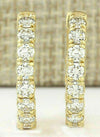 Large Round Natural Diamond Women's Hoop Inside-Outside Earrings 14K Yellow Gold - Image 3 - GEMHUB