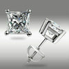 Screw Back Princess Shape Natural Diamond Stud Earrings 4-Prong 14k White Gold - Image 3 - GEMHUB