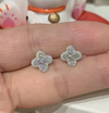 Round Natural GH/SI Diamond 0.40Ct Clover Stud Daily Wear Earring 14k White Gold - GEMHUB