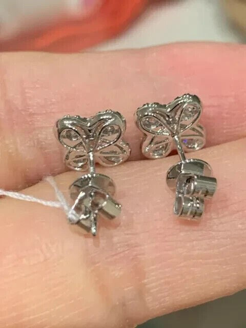 Round Natural GH/SI Diamond 0.40Ct Clover Stud Daily Wear Earring 14k White Gold - Image 7 - GEMHUB