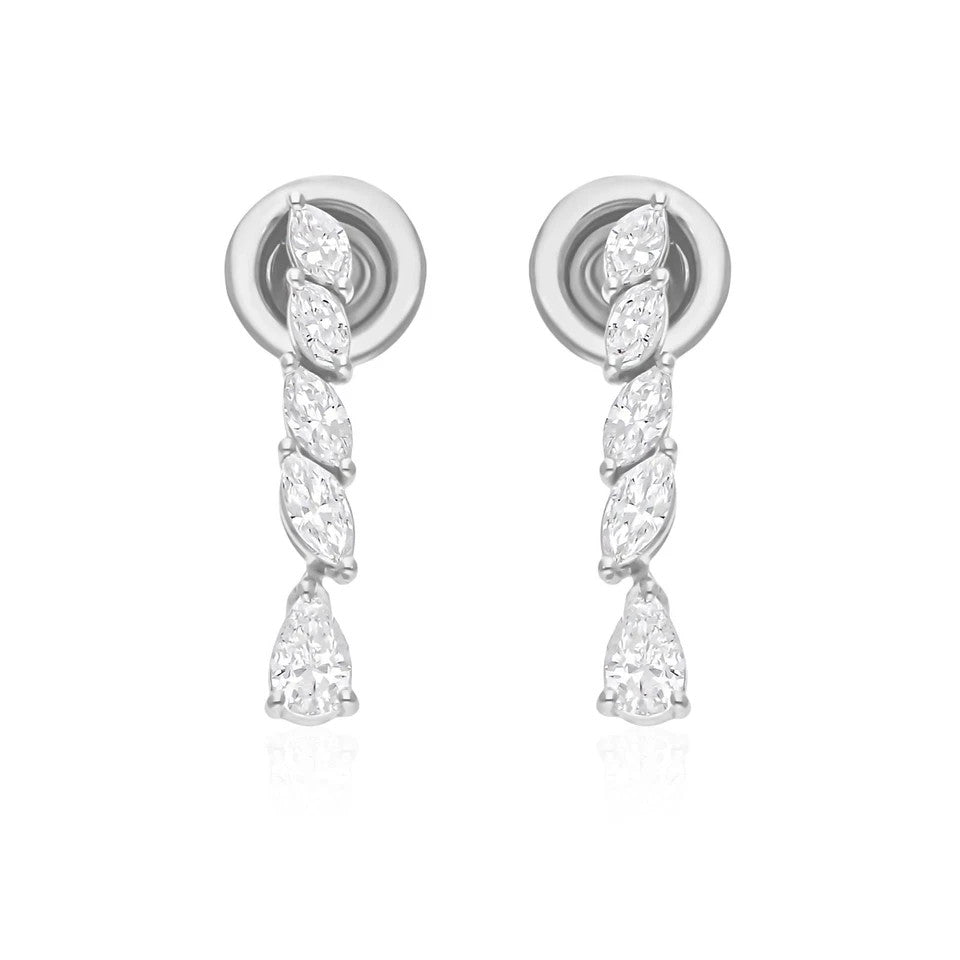Certified Natural Diamond Tiny Drop Dangle Earrings For Women 14k Gold Pear Cut - Image 2 - GEMHUB