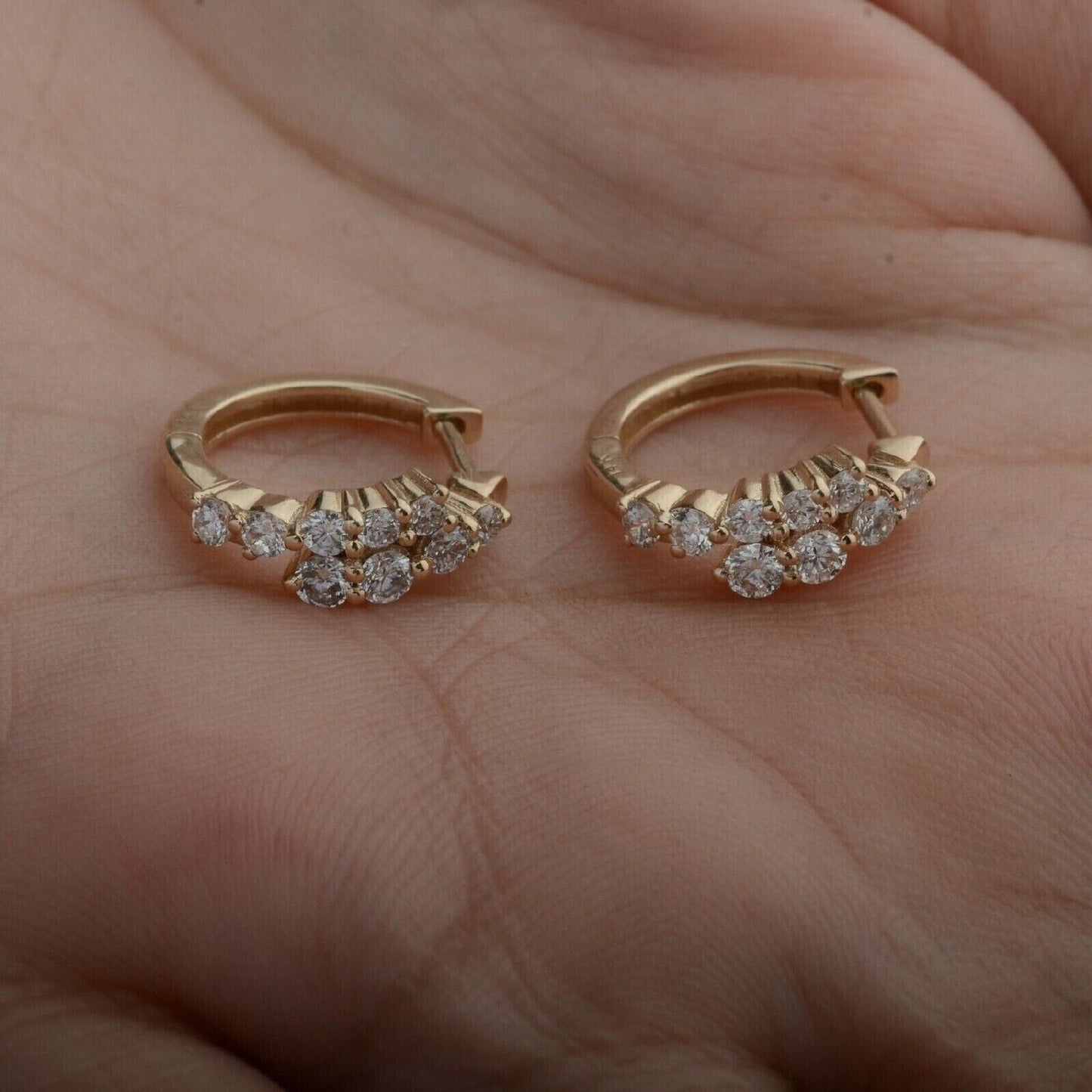 0.50Ct Round Natural GH/SI Diamond Hoop Women's Earrings Solid 14k Yellow Gold - Image 6 - GEMHUB