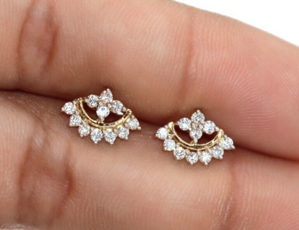 Fancy Women's proposal Gift Stud Natural Diamond Earrings 14k Gold GH SI Round - GEMHUB