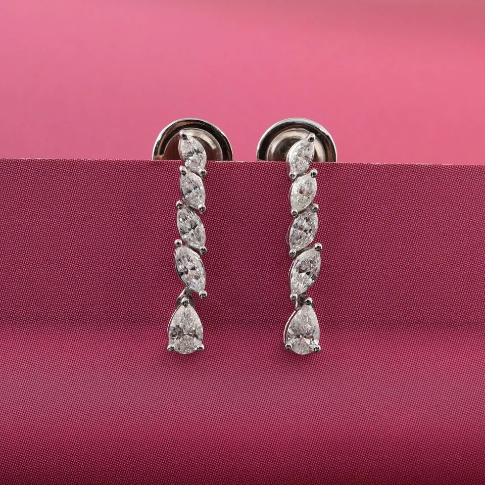 Certified Natural Diamond Tiny Drop Dangle Earrings For Women 14k Gold Pear Cut - Image 5 - GEMHUB