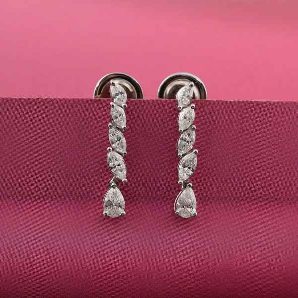 Certified Natural Diamond Tiny Drop Dangle Earrings For Women 14k Gold Pear Cut - Image 5 - GEMHUB