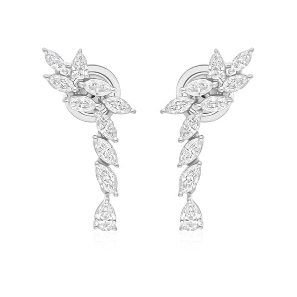 Marquise Cut Natural Certified Diamond Drop Dangel Earrings In 14k White Gold - Image 3 - GEMHUB