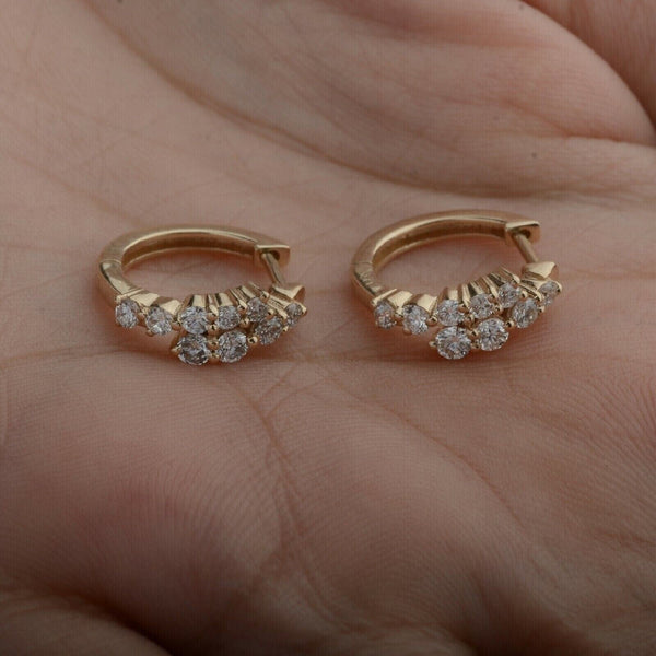 0.50Ct Round Natural GH/SI Diamond Hoop Women's Earrings Solid 14k Yellow Gold - Image 2 - GEMHUB