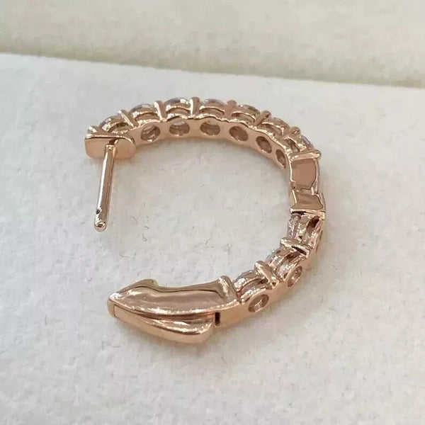Certified Natural Diamond Hoop Women's Earrings For Engagement 14K Rose Gold - Image 4 - GEMHUB