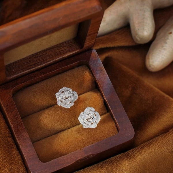 GH/SI Round Shaped Natural Diamond Stud Cluster Earrings 14K White Gold - Image 5 - GEMHUB