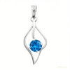 Stunning 1.40 ct DEW Certified Blue Moissanite Pendant In Gold Vermeil – white background main image