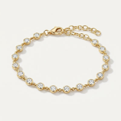 4Ct 100% GH/VS Natural Diamond Women Tennis Bracelet 14Kt Yellow Gold Bezel Set