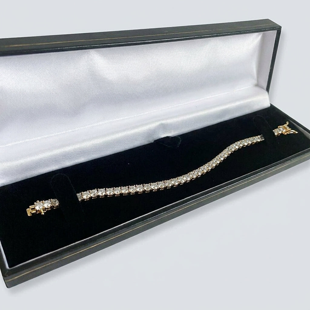 GDGL Certified 14k Yellow Gold 2.00CT Round Cut Natural Diamond Tennis Bracelet in gift box - Image 3 - GEMHUB