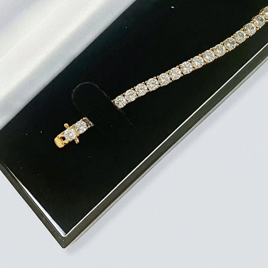GDGL Certified 14k Yellow Gold 2.00CT Round Cut Natural Diamond Tennis Bracelet - Image 5 - GEMHUB