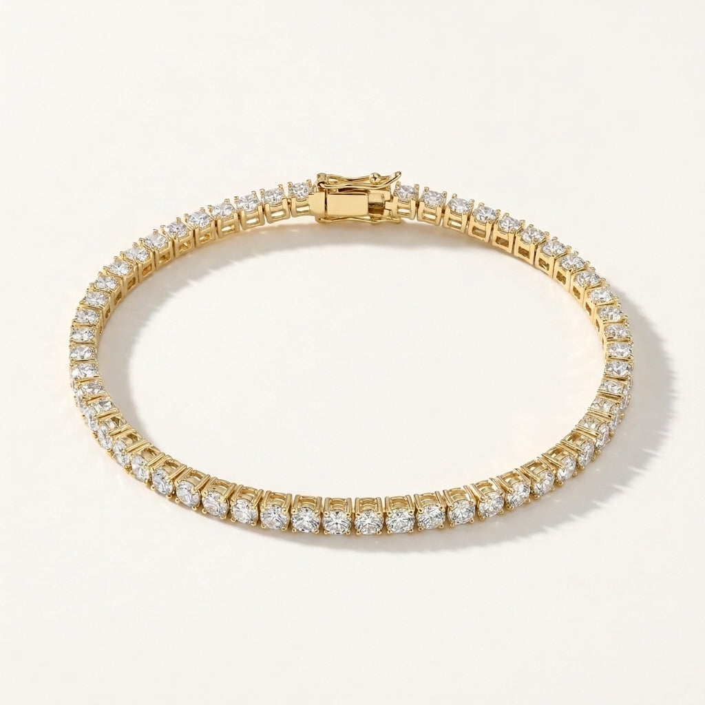 GDGL Certified 14k Yellow Gold 2.00CT Round Cut Natural Diamond Tennis Bracelet - GEMHUB