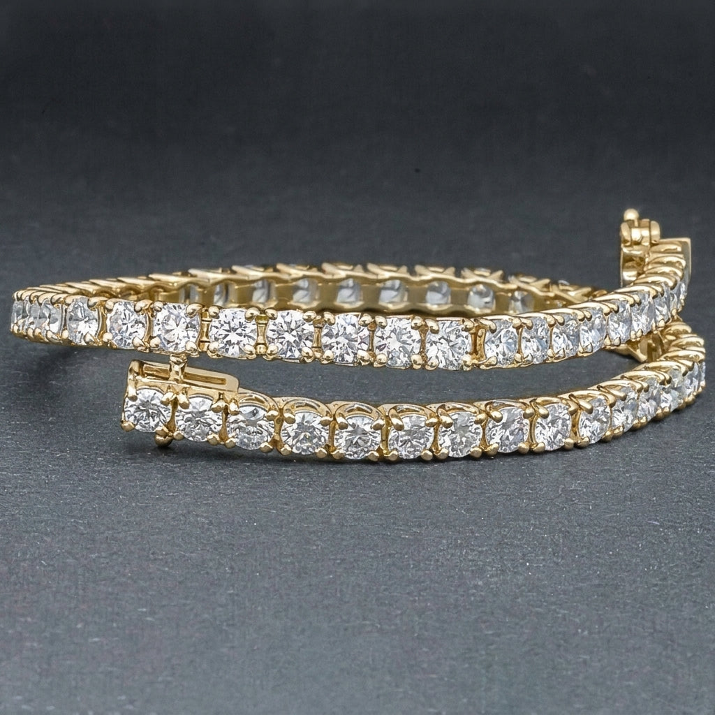 14k Yellow Gold Round Diamond Tennis Bracelet - Image 2 - GEMHUB