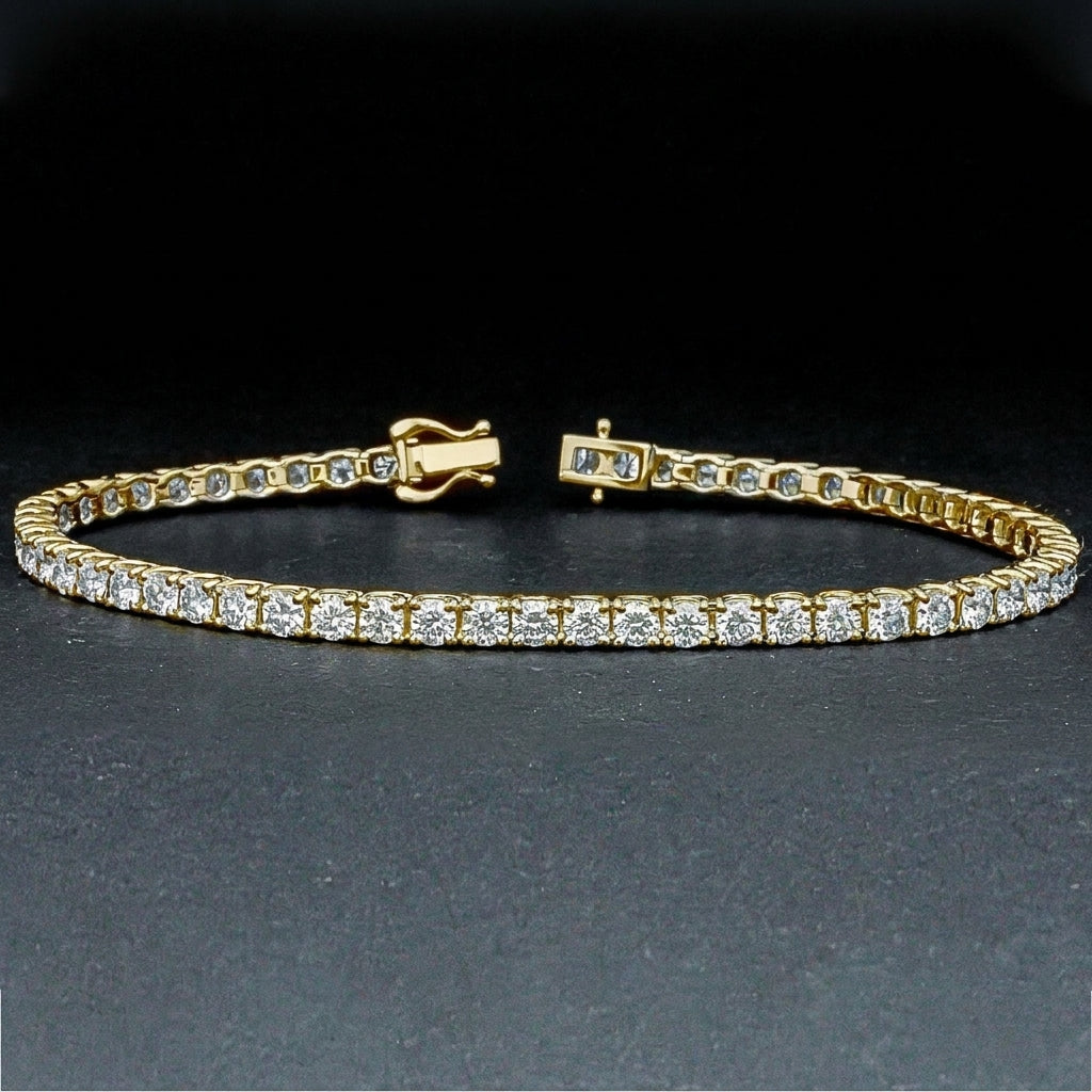 14k Yellow Gold Round Diamond Tennis Bracelet - Image 4 - GEMHUB