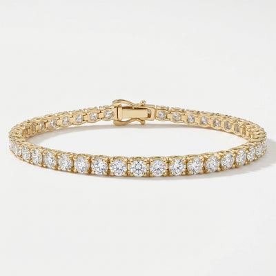 Dazzling Certified Natural Round Diamond Tennis Bracelet 14k Solid Gold Charm
