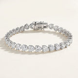 Heart Shape Diamond Tennis Bracelet 14k White Gold