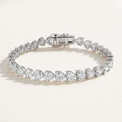 Certified Natural Heart Cut Diamond Tennis Bracelet Daily Wear 14k White Gold