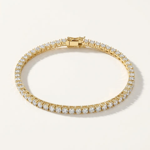 Certified 6.50Ct GH/VS Natural Diamond Tennis Bracelet For Her 14Kt Yellow Gold