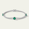 3Ct Round Certified Lab Grown/CVD Diamond & Green Emerald Station Tennis Bracelet 14k Yellow Gold in 14kt Yellow Gold