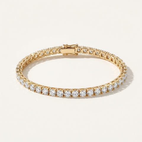 Round Cut 4.50CT IGI Certified Natural Diamond Tennis Bracelet 14K Yellow Gold