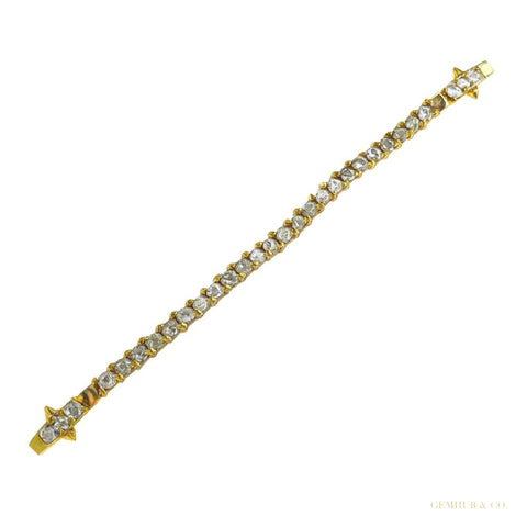 GDGL Certified 14k Yellow Gold 2.00CT Round Cut Natural Diamond Tennis Bracelet – white background main image