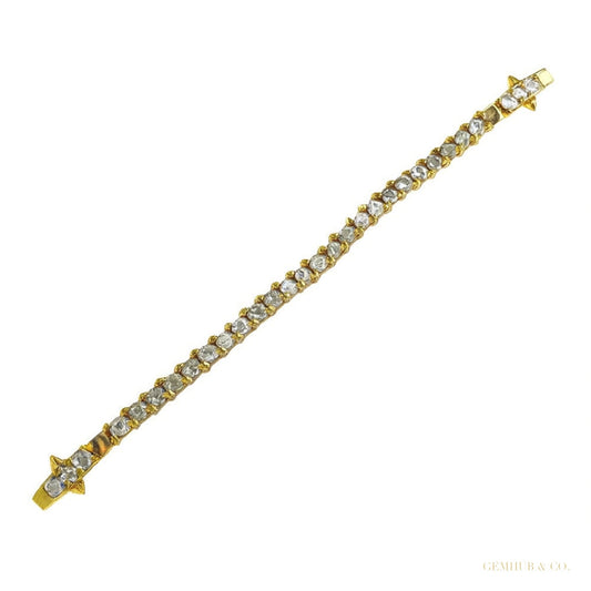 GDGL Certified 14k Yellow Gold 2.00CT Round Cut Natural Diamond Tennis Bracelet – white background main image