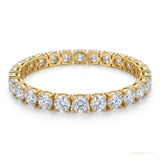 Certify Round Cut Natural Emerald & Diamond Tennis Charm Gift Bracelet 14k Gold – white background main image