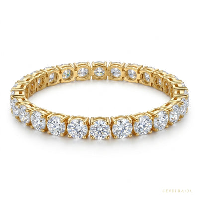 Certify Round Cut Natural Emerald & Diamond Tennis Charm Gift Bracelet 14k Gold