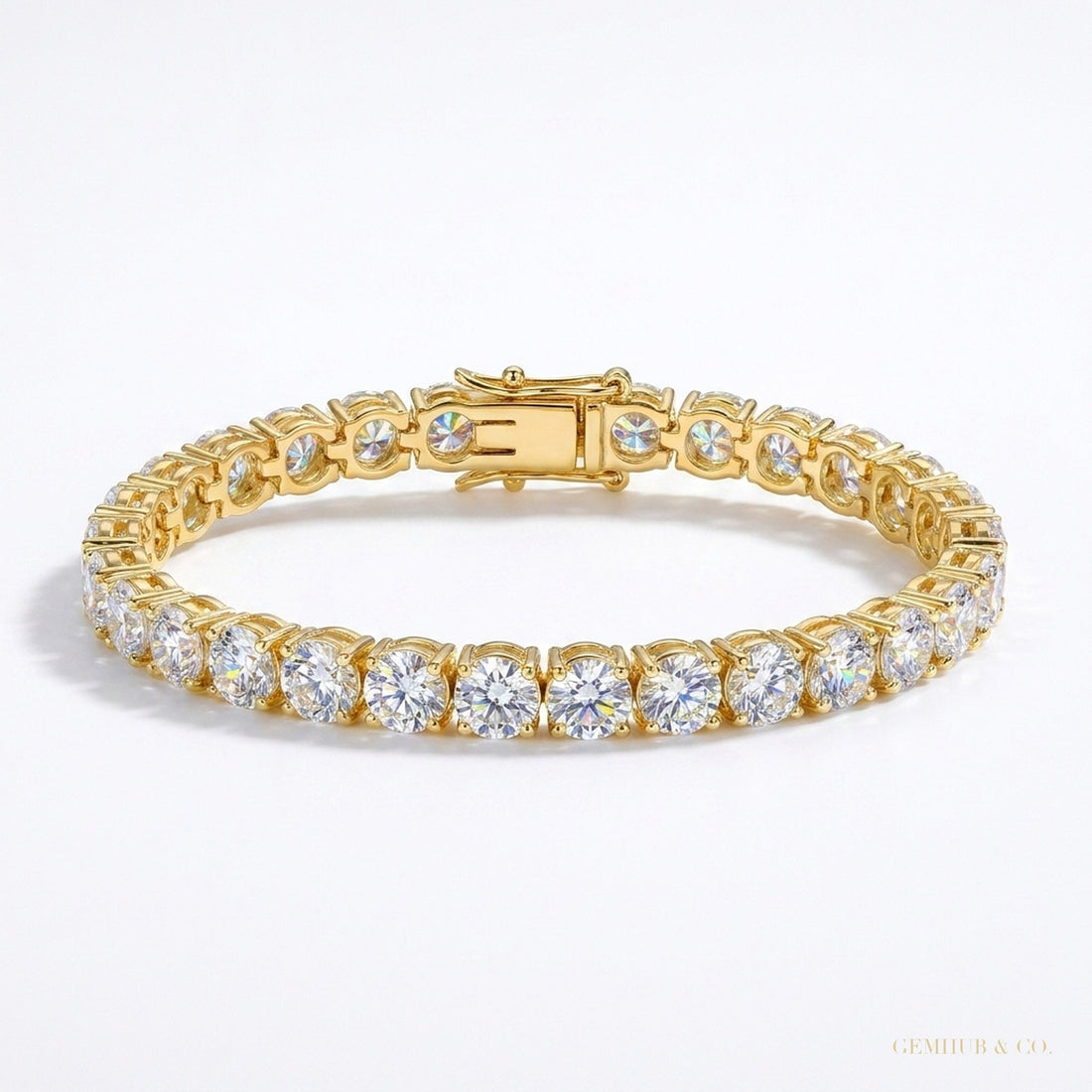 EGL Sparkling 6.00Ct Natural Diamond Tennis Bracelet 14k Yellow Gold GH/VS – white background main image