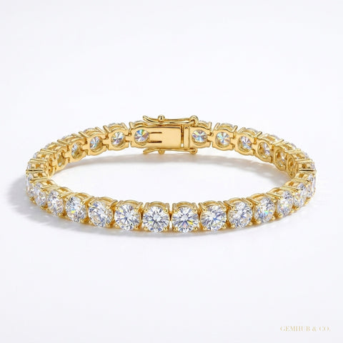 EGL Sparkling 6.00Ct Natural Diamond Tennis Bracelet 14k Yellow Gold GH/VS – white background main image