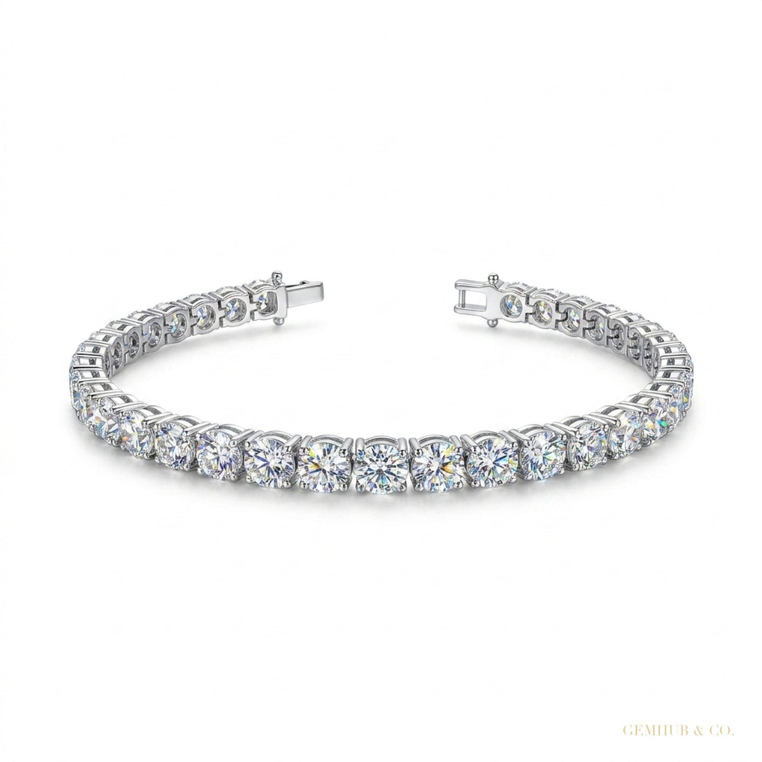 5CT Round Cut Natural Diamond Engagement Gift For Tennis Bracelet 14k White Gold – white background main image