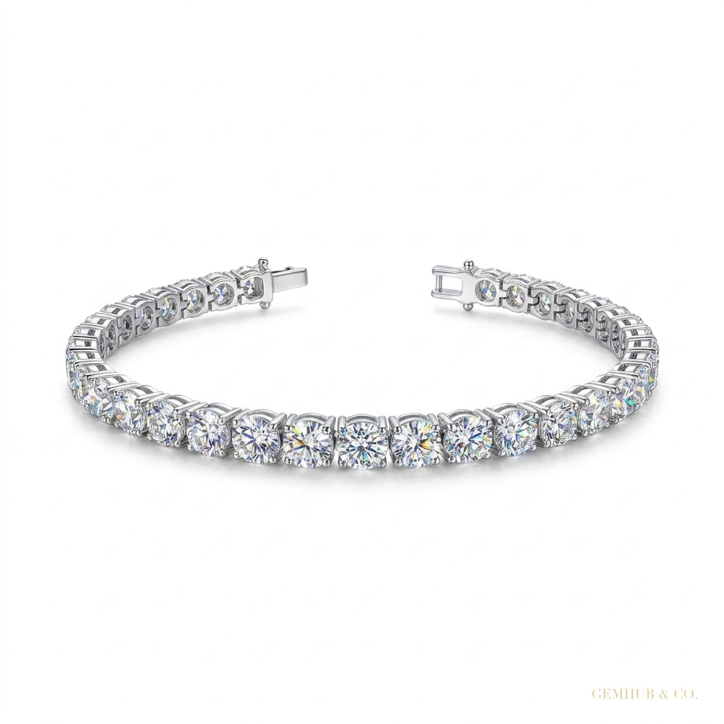 5CT Round Cut Natural Diamond Engagement Gift For Tennis Bracelet 14k White Gold – white background main image