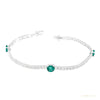 Certified Natural Diamond & Zambian Emerald Her Tennis Bracelet 14k White Gold – white background main image