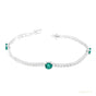 Certified Natural Diamond & Zambian Emerald Her Tennis Bracelet 14k White Gold
