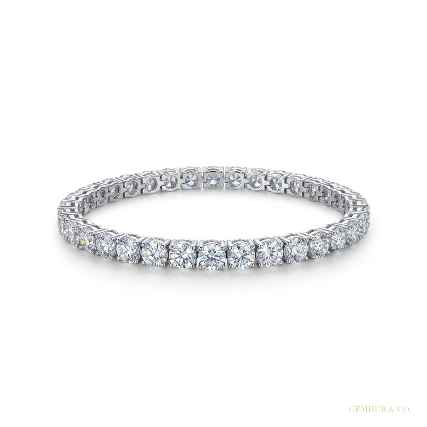 Round 5.75Ct GH/VS Certified Natural Diamond Women's Tennis Bracelet 14k Gold – white background main image